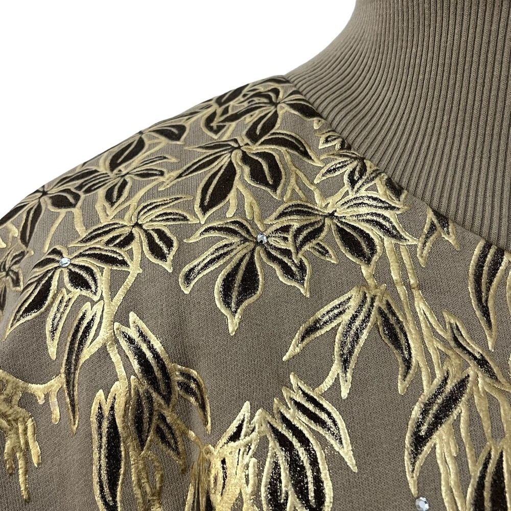 Michel‎ Adam leopard print, mock neck, dolman sleeves pullover sweater - Picture 4 of 12